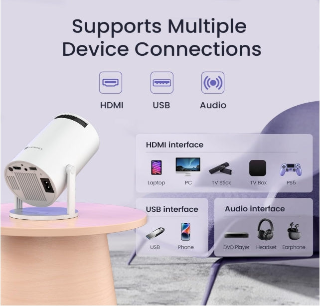 Portronics Beem 440 Smart LED Projector with 720p HD Resolution, Rotatable Design, Built-in Streaming Apps (Netflix, Prime Video, Hotstar), 2000 Lumens, Screen Mirroring, 3 Watts Speaker (White)